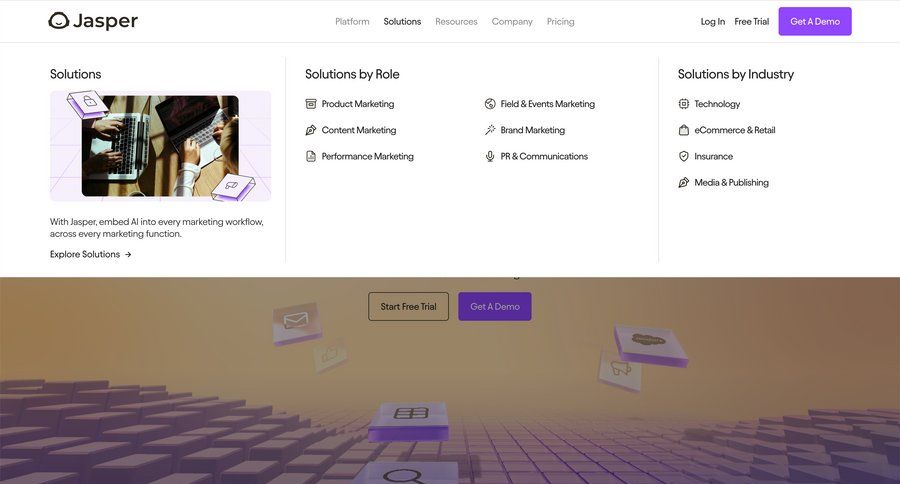 Jasper
				landing page page example