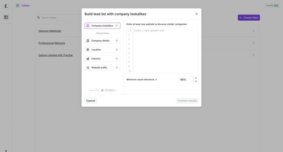 Freckle
			 data management artificial intelligence form data analysis data filtering create ui page example