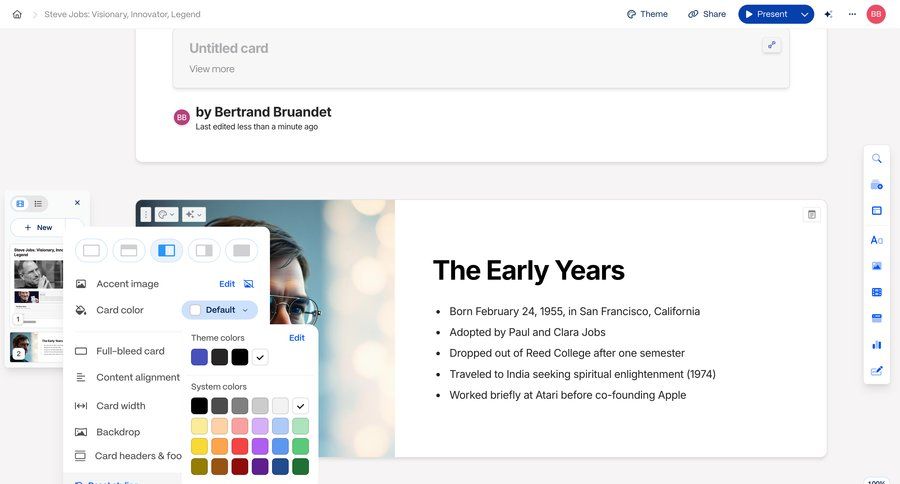 Gamma
			 content management editor design customize document editing color selection color palette ui page example