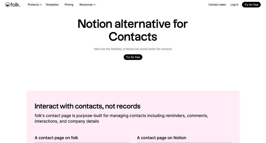 Folk
			 bulk import bulk edit alternatives comparison page competition press release vs comparision b2b website ui page example