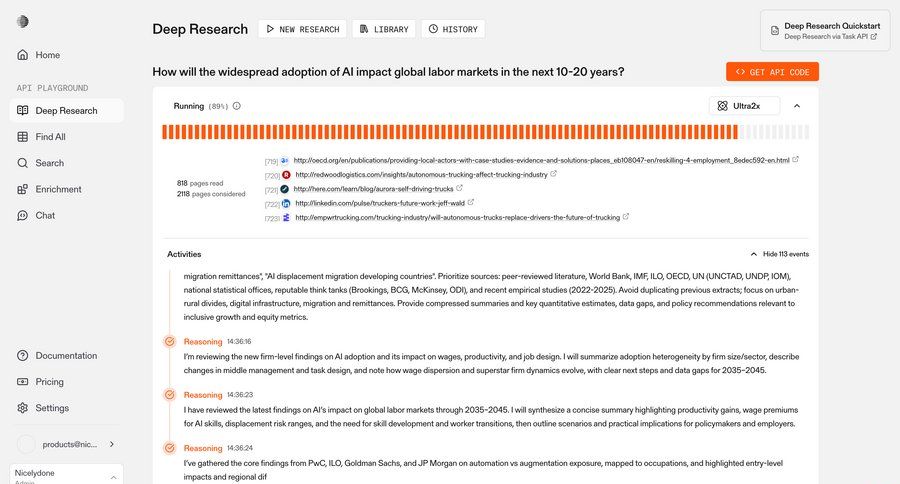 Parallel
			 dashboard artificial intelligence automation progress indicator content hierarchy research data visualization progress bar ui page example