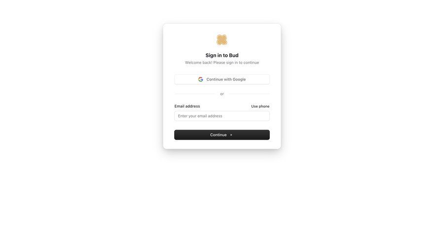 Bud
			careers login authentication sign in b2b saas ui page example