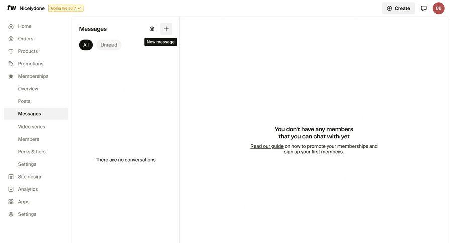Fourthwall
			 sidebar navigation grid empty state message sidebar communication ui page example