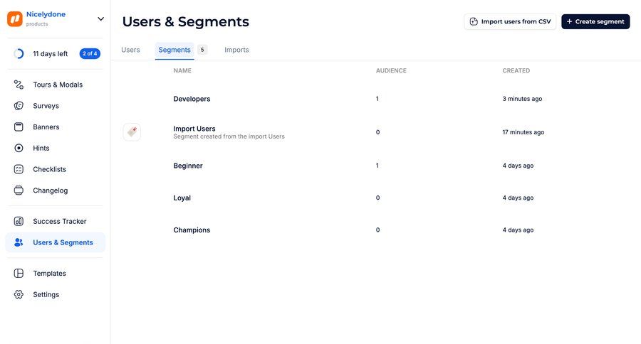 Jimo
			 data management user management table headers audience management sidebar data import import tool changelog table ui page example