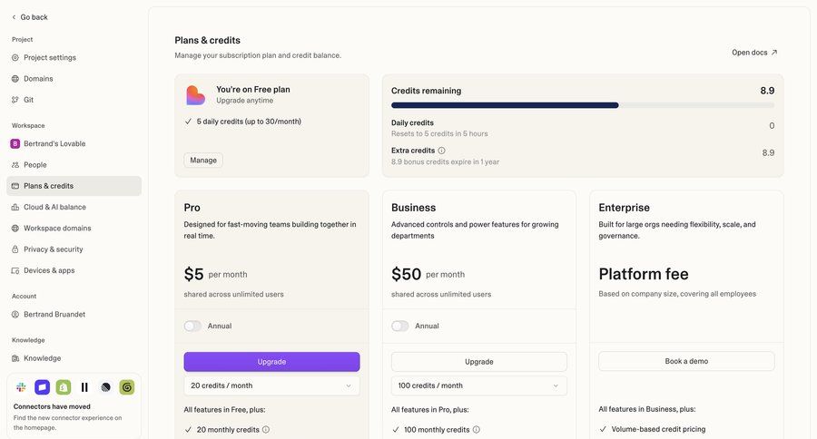 Lovable
			 subscription management ui page example