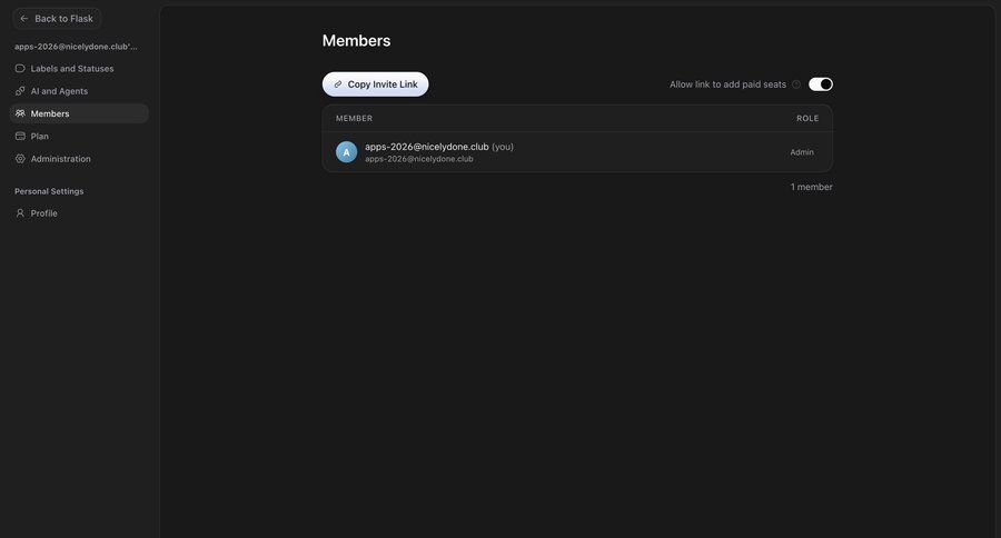 Flask
			settings list team settings invite teammate dark theme sidebar settings team management account management account settings workspace settings user data ui page example