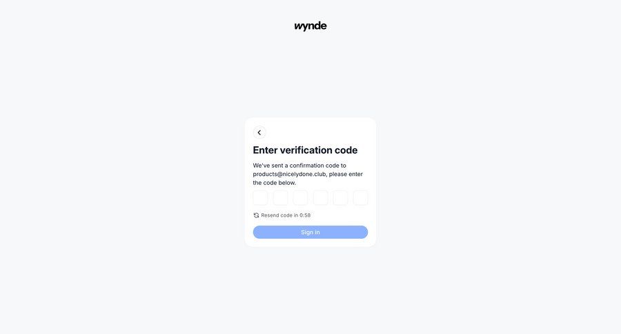 Wynde
			signin form verification authentication sign in ui page example