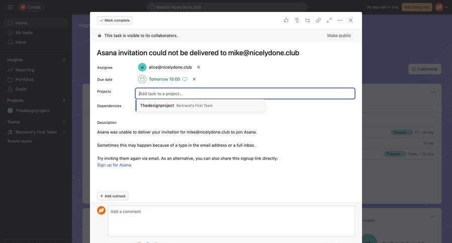 Asana
			 task management collaboration team collaboration project management form project collaboration user invitation task communication alert message system notification push notification notification center alternatives toast notification ui page example