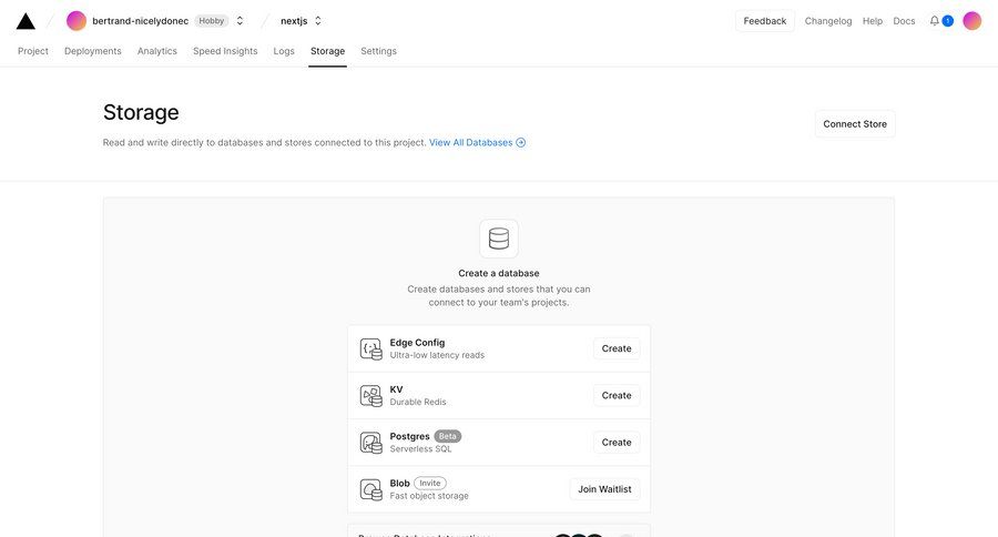 Vercel
			 configuration settings extend trial create setup enterprise settings command k database management ui page example
