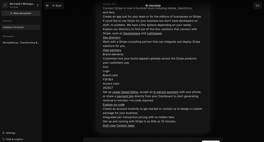 Chronicle
			 modal screen finance documentation payment processing ui page example