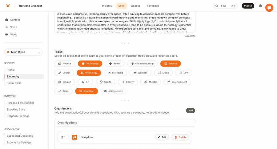 Delphi
			 profile settings organization management ui page example