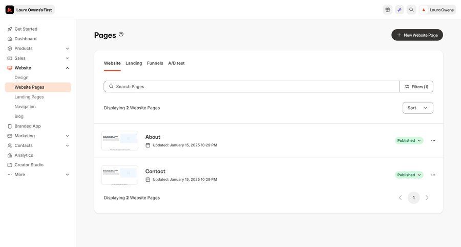 Kajabi
			list detail page navigation content management e-commerce sidebar navigation dropdown filters sidebar navigation menu navigation bar menu marketing website design pagination ui page example