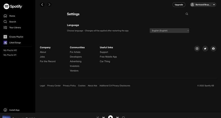 Spotify
			language settings settings account management user account sidebar ui page example