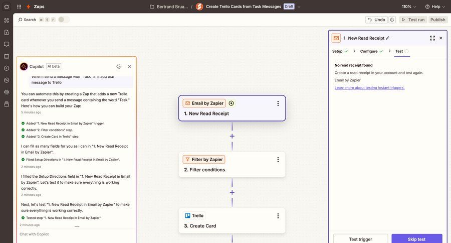 Zapier
			 configuration workflow form automation progress indicator automation setup setup integration configuration screen ui page example