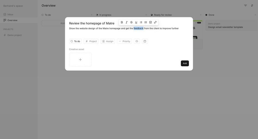 Workflow
			 task management menu review ui page example