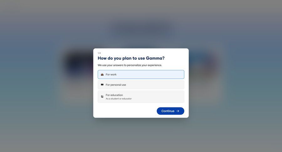 Gamma
			 onboarding form wizard ui page example