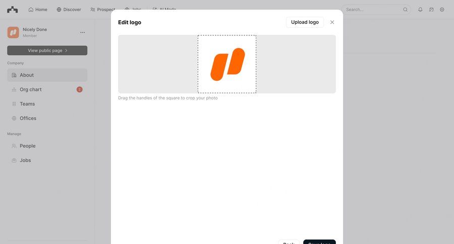 The org
			 settings form profile settings organization management ui page example