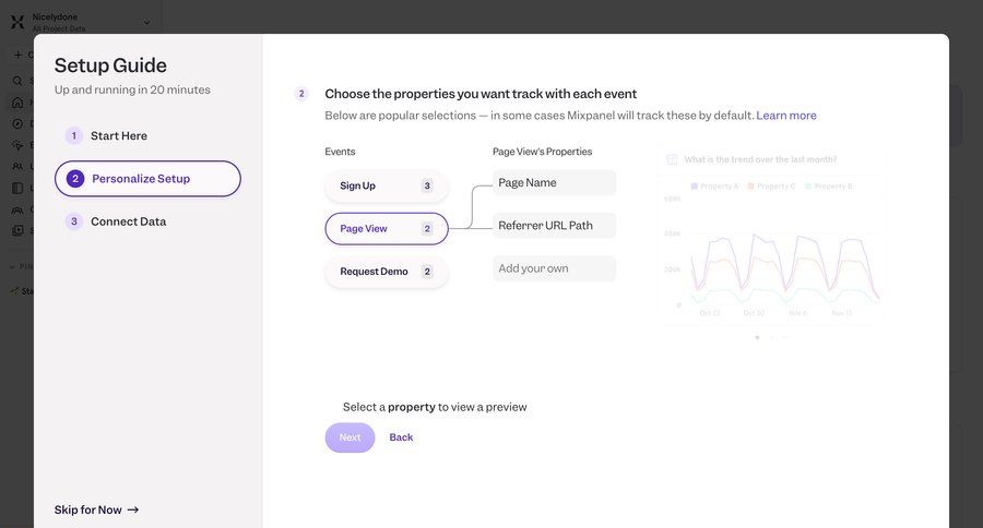Mixpanel
			 data mapping ui page example