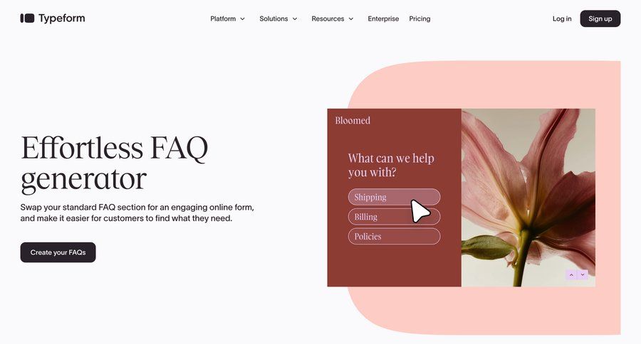 Typeform
				product page ui page example