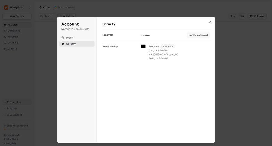 Reflag
			 settings security password update configuration screen ui page example