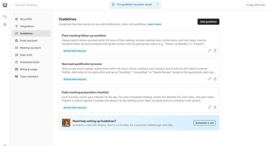 Quin
				settings ui page example