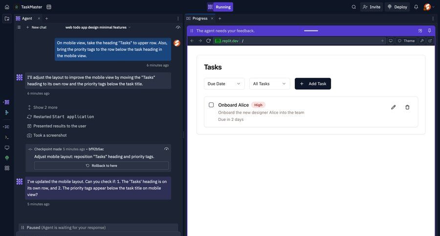 Replit
			 task management collaboration team collaboration project management real-time collaboration feedback collection lists ui page example