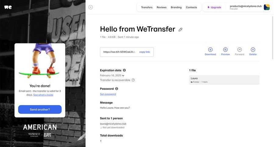 WeTransfer
				landing page page example
