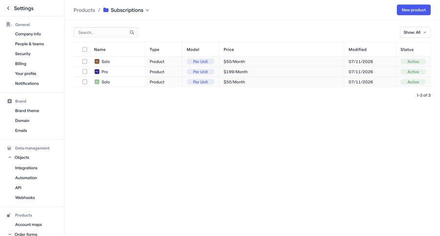 Dock
			 search bar sidebar settings data management table sidebar navigation pagination configuration subscription management hierarchical navigation workspace settings pricing plans ui page example