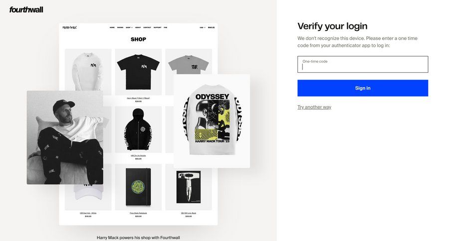 Fourthwall
			signin multi-factor authentication (mfa) verification e-commerce form account security authentication login security sign in ui page example