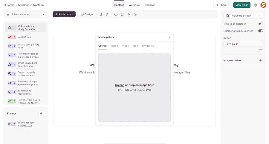 Typeform
			 file upload drag and drop ui page example