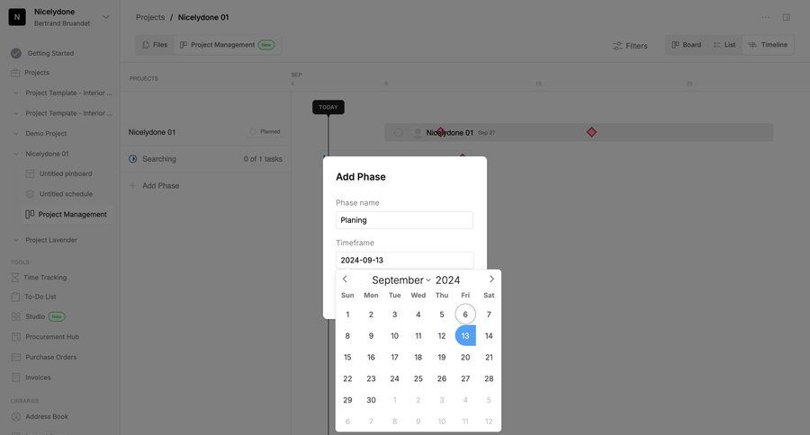 Programa
			 task management sidebar navigation project management project setup timeline view sidebar date picker datepicker chonology time picker date filter time selector ui page example