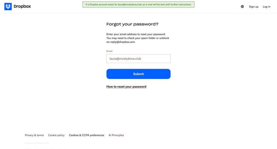 Dropbox
				signin page example