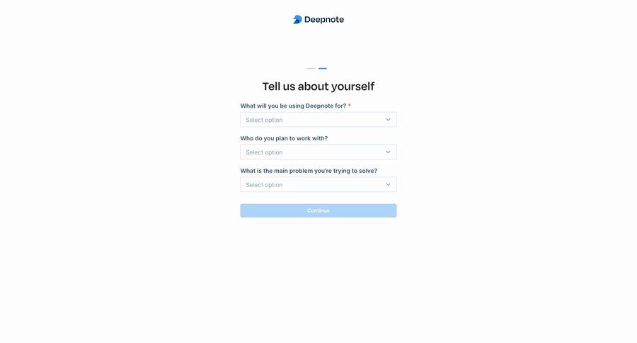 Deepnote
				onboarding page example