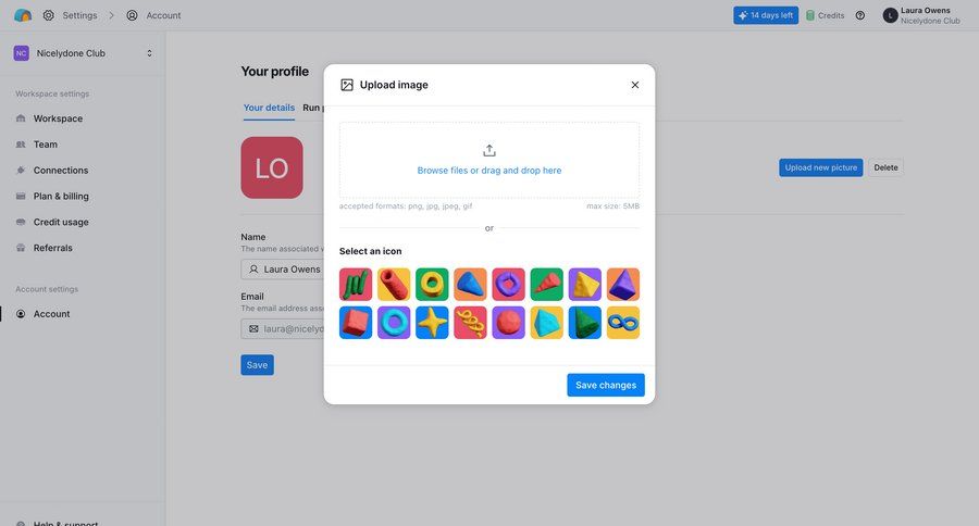 Clay
			 account management form profile settings account settings file upload profile management upload image save changes sidebar ui page example
