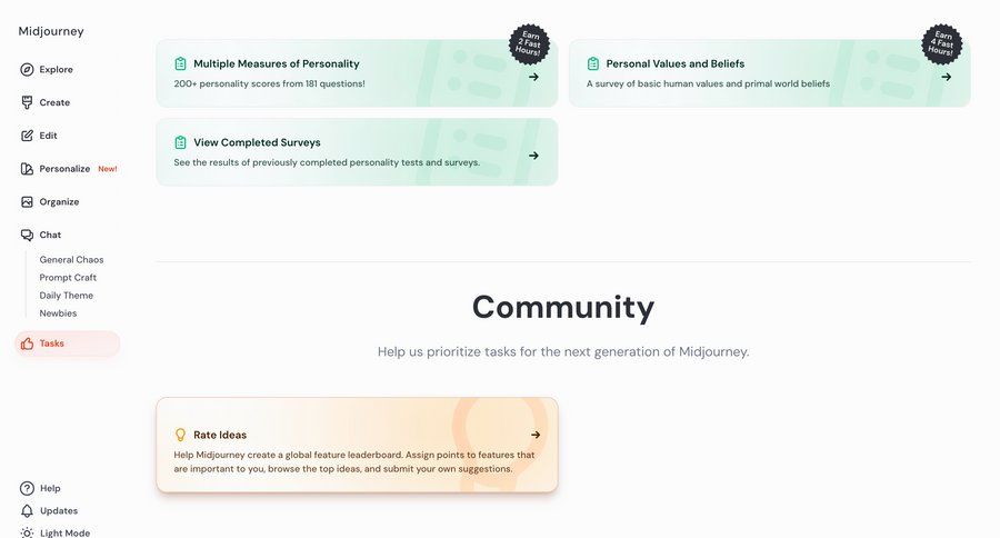 Midjourney
			 task management dashboard artificial intelligence feedback collection card layout ui page example