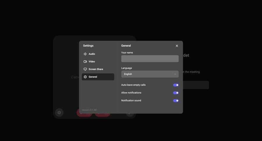 Kinescope
				settings ui page example
