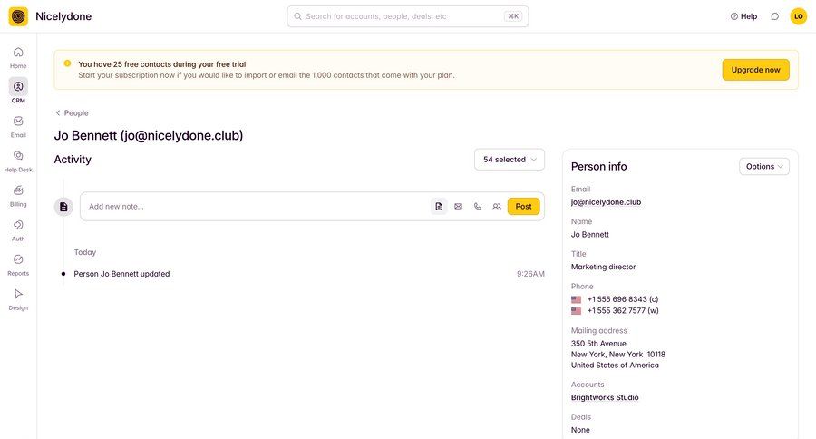 Outseta
			 form customer engagement message card layout ui page example