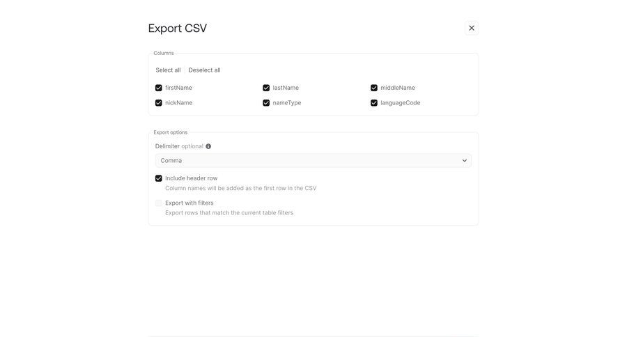 Appwrite
			modal & popover export data export ui page example