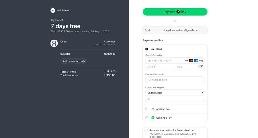 Cobot
				checkout page example