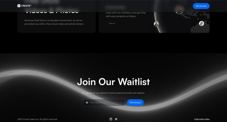 Create Video
				waitlist ui page example