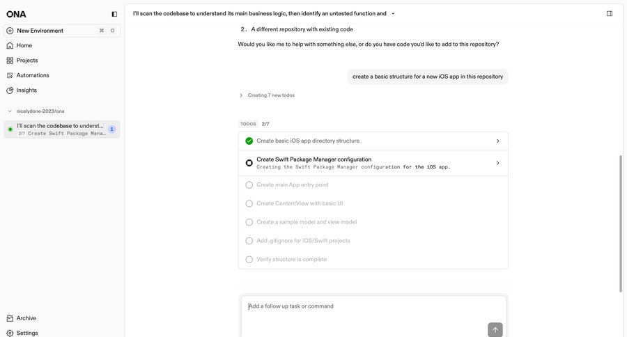 Ona
			 progress tracking conversational ui ui page example