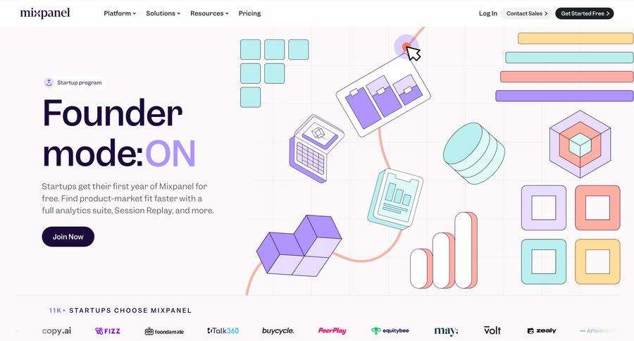 Mixpanel
				startup & non-profit program ui page example