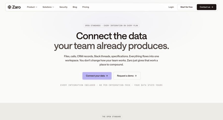 Zaro
				integrations ui page example