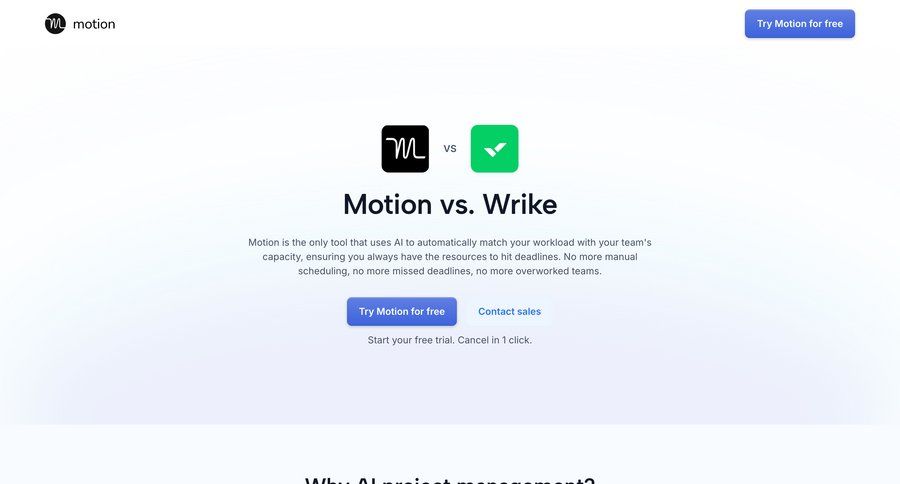 Motion
			 features comparison page vs review ui page example