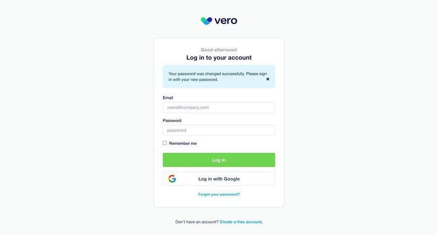 Vero
				signin page example