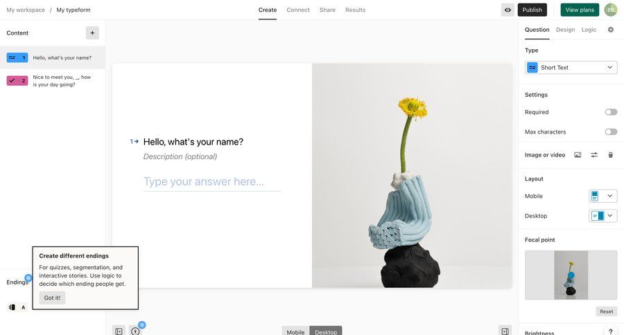 Typeform
			     ux ui design