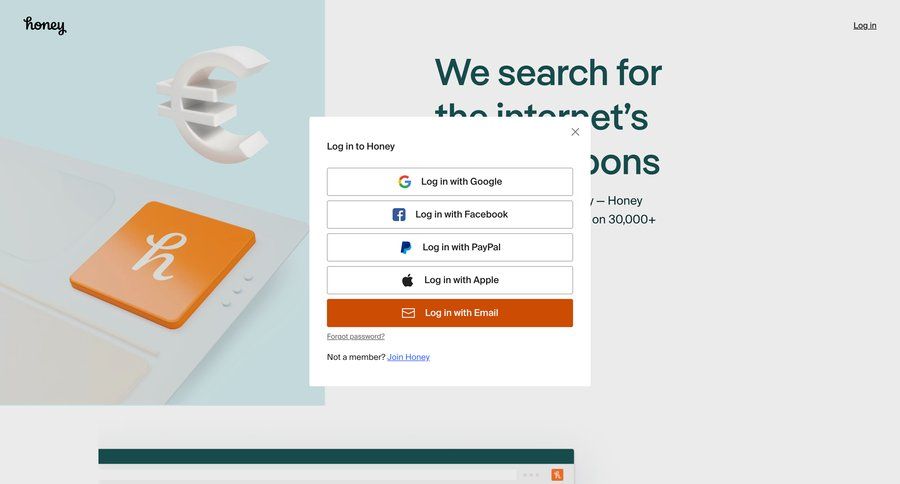 Honey
				signin page example