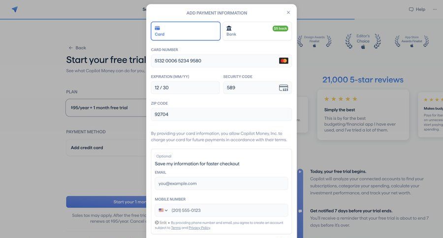 Copilot
				checkout ui page example