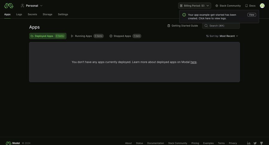 Modal
			 dark theme minimalist design application management empty state message deploy blank state void blank non-ideal state empty page prompt ui page example