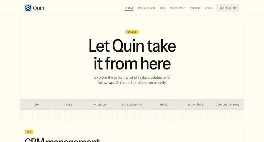 Quin
			 workflow automation b2b saas crm integration ui page example